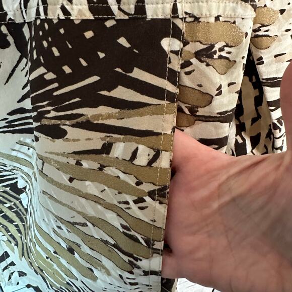 Chico’s women’s lightweight Jacket tropical print brown tan gold coastal grandma - Picture 6 of 10